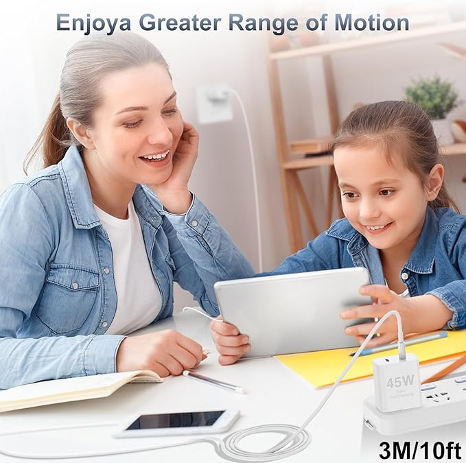 𝟐𝐏𝐚𝐜𝐤 𝟰𝟱𝗪 Dual Port iPhone 17 16 15 Fast Charger, USB C Charging Block and 10ft Type C to C Cable Cord Long for Apple iPhone 17 Pro Max/17 Air/16 Pro/15 Plus/iPad/Air/Mini,Wall Plug Cube Brick