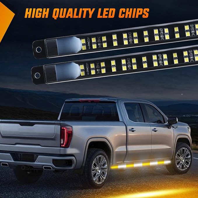 Nilight 2PCS 70 Inch Emergency Strobe Light Strip with Controller 864 LED Amber White Running Board Lights Flexible Side Flashing Warning Caution Safety Waterproof for Truck Construction Pickup
