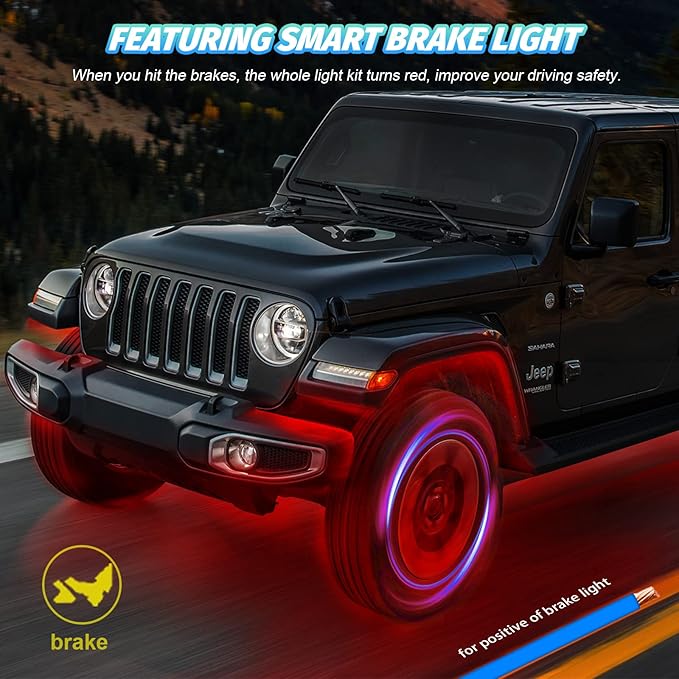 8 Pods RGB LED Rock Lights for Jeeps Trucks Golf Cart ATV UTV RZR SUV Offroad Pickup Car, Waterproof Multicolor Underglow Kit with APP Music Mode Underbody Neon Light Vehicle Underneath Accent 12V