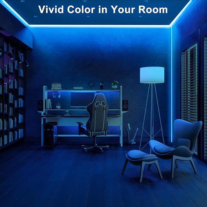 Tatazone 16.4ft Ice Blue COB Led Strip Lights with RF Remote, Dimmable Bright Adhesive Indoor Led COB Light Strip for Cabinet, Painting, Room, Bed