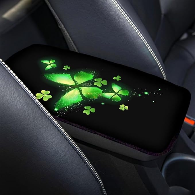 Butterfly Auto Center Console Armrest Covers, Armrest Cover Pad Universal Fit Vehicle, SUV, Truck Car Accessories Interior St. Patrick's Day Decor