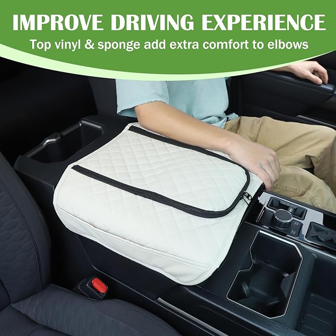 Center Console Armrest Cover Protector Pad Compatible with Toyota Tundra Sequoia 2022-2025 Leather Car Console Armrest Seat Cushion Waterproof Armrest Cushion Lid Interior Accessories (Style H)
