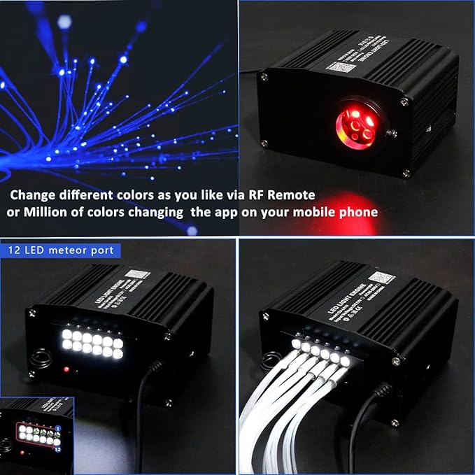 AZIMOM 2-in-1 Twinkle Meteor Fiber Optic Starlight Headliner Mixed310pcs 9.8ft Twinkle Stars+180pcs Shooting Star Sound Mode APP& Remote Control Starlight Meteor Kits for Car Home Ceiling