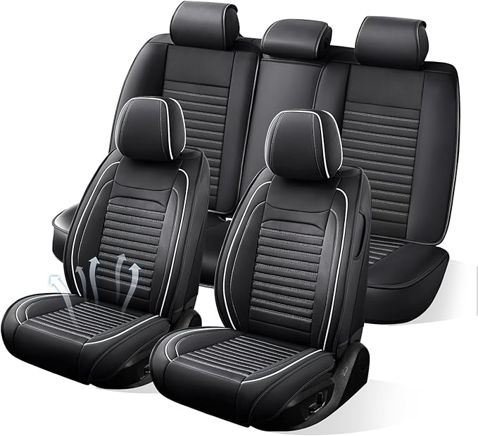 Car Seat Covers Full Set Fit for Toyota Corolla Cross 2021-2025,2026, Premium Faux Leather Car Seat Protector, Breathable, Anti-Slip, Comfortable & Durable (Black&White,Full Set)