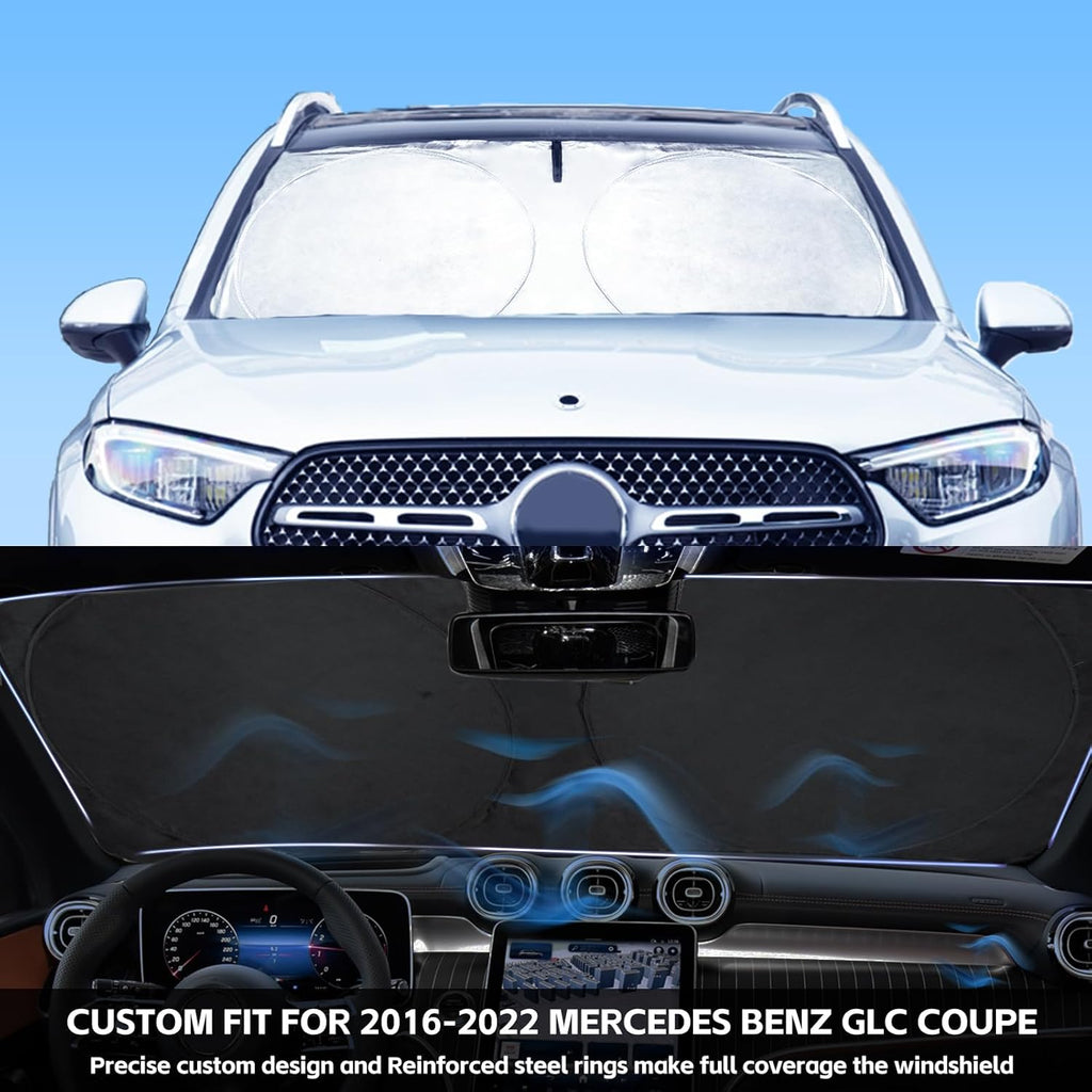 INSAUTO for GLC Windshield Sunshade Foldable Sun Shade Custom-fit for Mercedes Benz 2016-2022 GLC SUV GLC300 Windshield Cover Car Front Window Sun Visor Shield Keeps Your Vehicle Cool Accessories