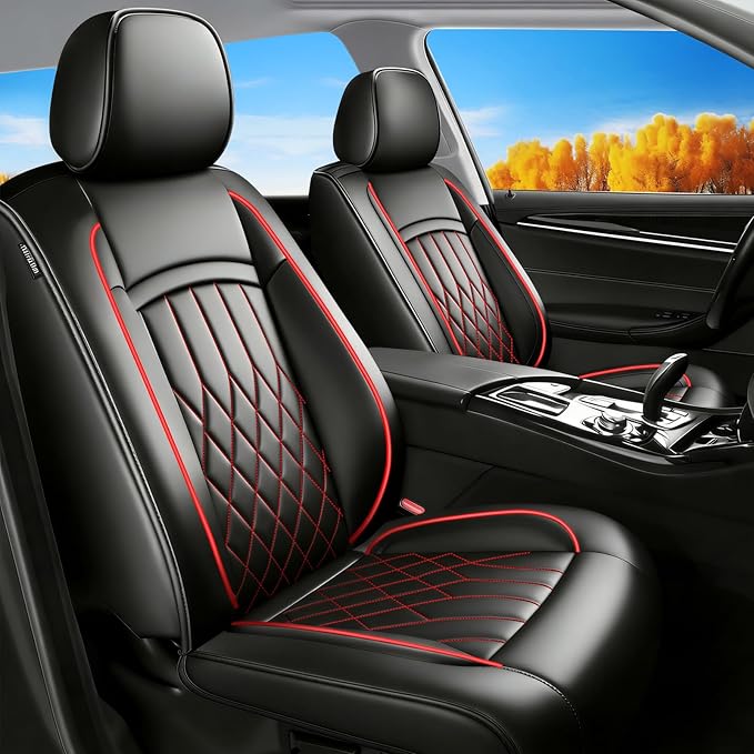 Fit TSX Car Seat Covers for Acura TSX 2003-2014 - Premium Leather, Waterproof, All-Weather, Airbag Compatible, Anti-Slip, Breathable, Easy Install, Seat Protectors, Full Set, Redline