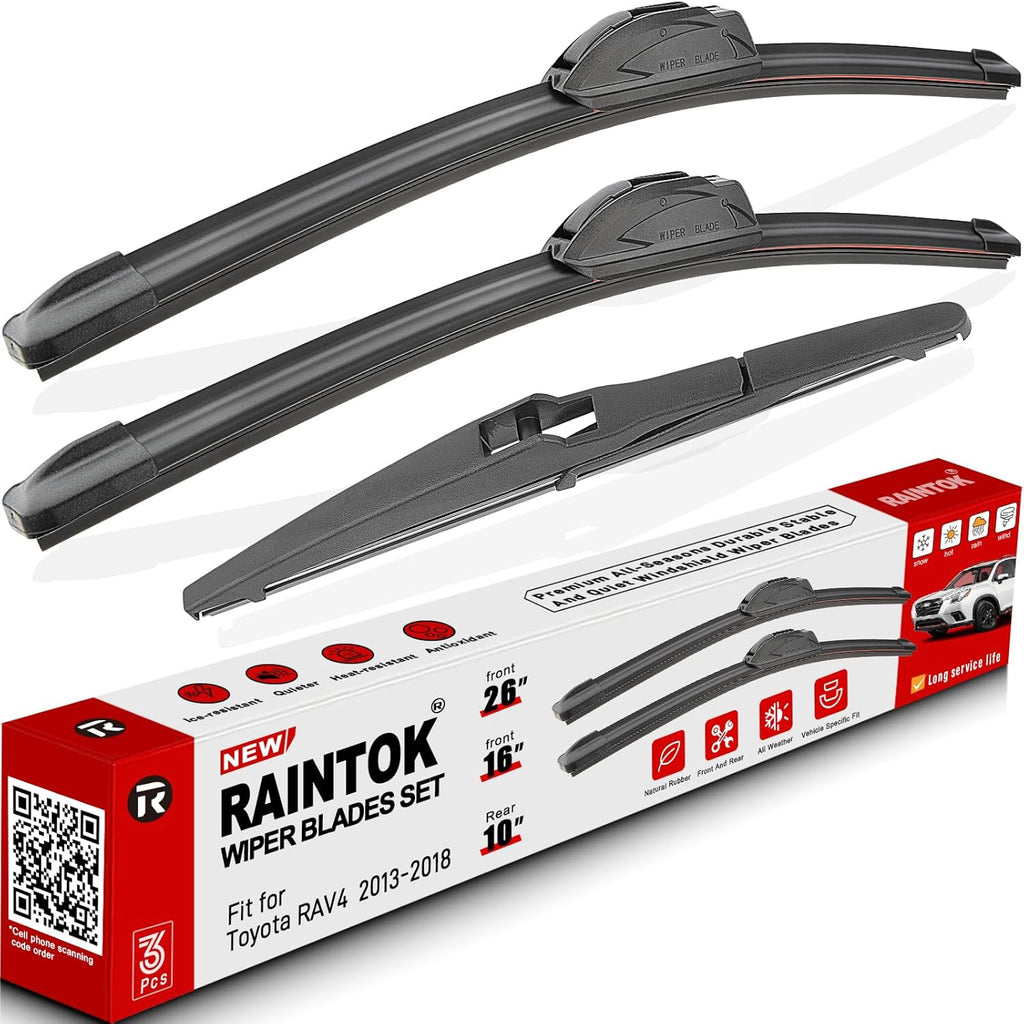 Windshield Wiper Blades Replacement for Toyota RAV4 2013 2014 2015 2016 2017 2018 Original Factory Quality Front Rear Wipers Blade Set for My Car - 26" 16" 10" (Pack of 3)