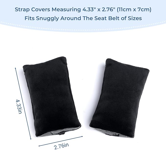 COOLBEBE Car Seat Straps Shoulder Pads for Baby Kids, Super Soft Seat Belt Covers for All Car Seats/Pushchair/Stroller/High Chair (Black/Grey)