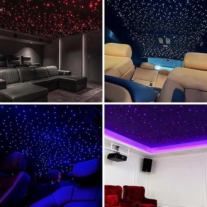 Twinkle Starlight Headliner Light Kit 6W Mini Car Home Fiber Optic Lights 300pcs*0.03in(6.5ft/2m) Sound Activated APP/Remote Control Small Size Star Lights for Car Home Star Ceiling Decoration