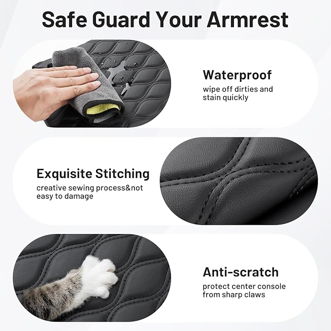 Autorder Center Console Cover for 2018-2024 Chevrolet Traverse Accessories Armrest Cushion Cover Nappa Leather Middle Console Covers Traverse Console Cushion Pad Anti-Scratch
