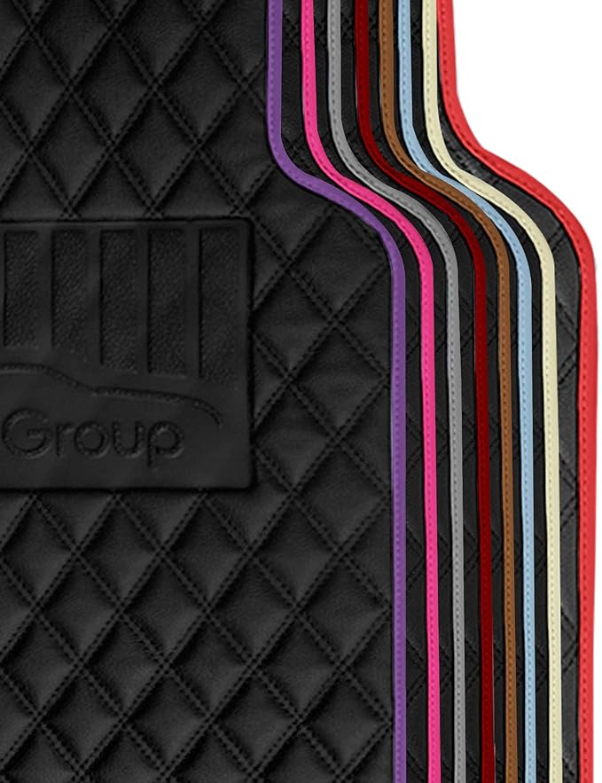 FH Group F12003GRAY Universal Fit Diamond Pattern Faux Leather Beige Automotive Floor Mats fits Most Cars, SUVs, and Trucks