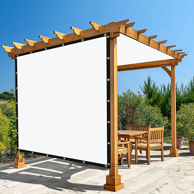 Amagenix 90% Pergola Shade Cover 13' X 13' Sun Shade Cloth with Grommets for Outdoor Garden Patio Porch, Commercial Grade 200 GSM - Cable Zip Ties Included (We Customized) GN108, White