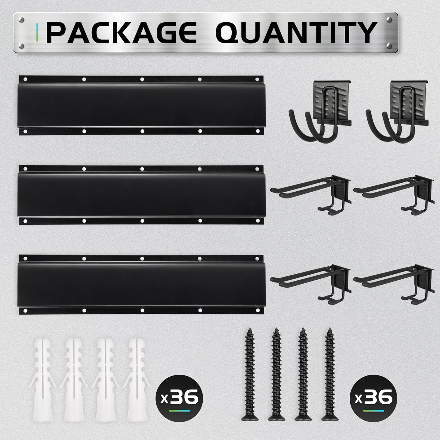 Garage Tool Organizer Wall Mount, Heavy Duty Garage Organization Tool Storage Utility Rack, Sturdy Storage Rack Hanger with Adjustable Hooks, Garden Tool Organizer for Shovel, Rake, Folding Chair