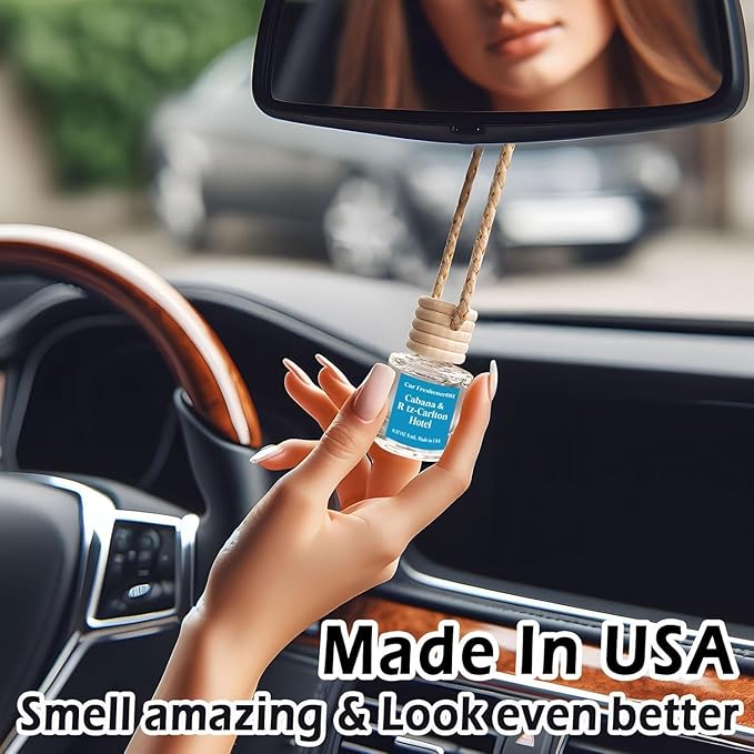 C Classy Hanging Car Air Freshener 4 Pack, Hotel Scent Essential Oil Diffuser, Long-Lasting Fragrance, Cute Glass Bottle Car Accessories for Women&Men, Made in USA