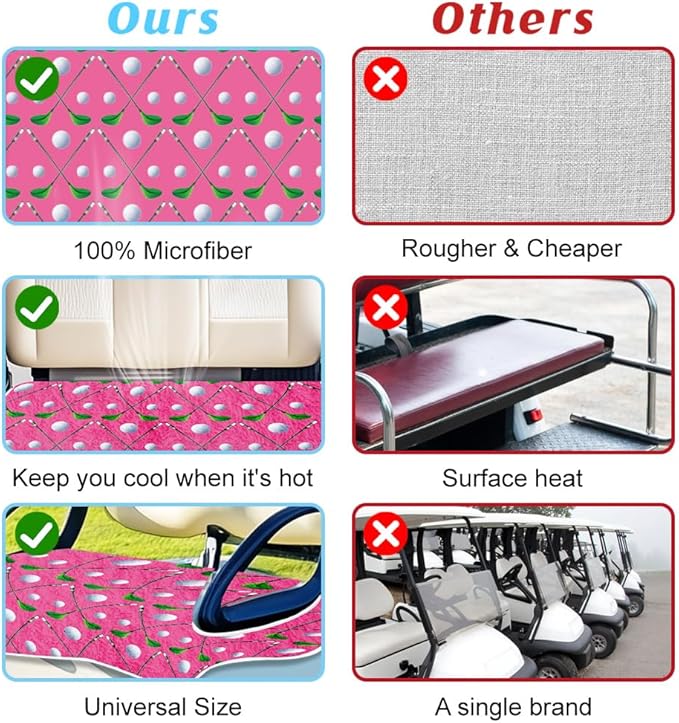 ORIGACH Golf Balls & Golf Clubs Golf Cart Seat Covers, Comfortable Cooling Golf Cart Blanket Towel, 100% Microfiber, Fits EZGO, Club Car, and More 2-Seat Golf Carts, 51x31inch