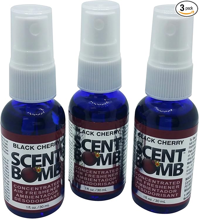 Scent Bomb Air Freshener Spray, 100% Oil Based Concentrated Air Freshener, Air Freshener Spray for Car, Room, Bathroom and Odor Eliminator (Black Cherry, 3 Packs)