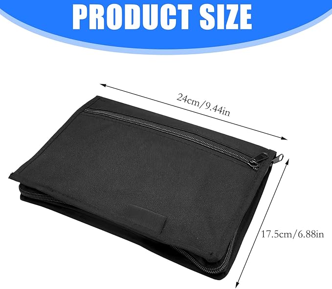 Automotive Organiser with Multiple Compartments Practical Zippered Vehicle File Folder Travel Accessories Vehicle Document Organiser