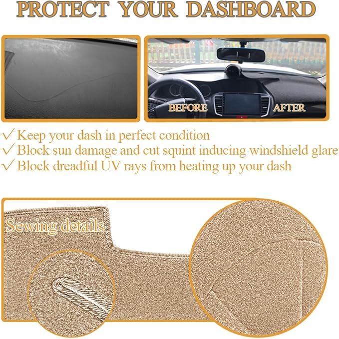 Yiz Dash Cover Mat Pad Carpet Custom Fit for Infiniti FX35 FX45 2003 2004 2005 2006 2007 2008 Dashboard Pad Carpet Protector(Beige) Y40