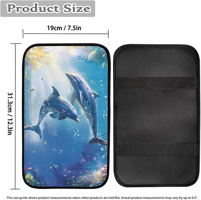 Sea Dolphin Car Center Console Cover Armrest Pad Cover Universal Car Arm Rest Seat Storage Box Mat Non Slip Interior Accessories
