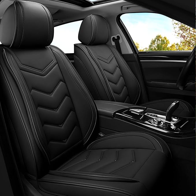 Car Seat Covers for Ford Expedition 2000-2025, Premium Nappa Leather Car Seat Cover, Stylish Sport Seat Covers， Automobile Seat Cover Sets.(Standard 2 Seats/Pure Black)