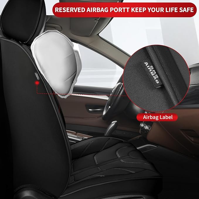 TTX LIGHTING Car Seat Covers fit for Honda HR-V 2016-2026 Front Seat: Premium Leather Automotive Seat Cover with Airbag Compatible Waterproof (2 Seats, Black)