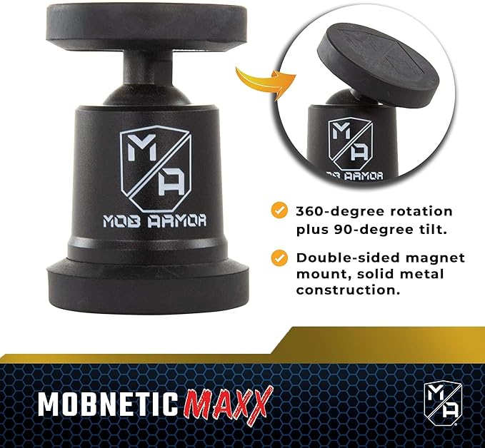 Mob Armor MobNetic Maxx - USA Assembled Magnetic Phone Holder for Car, Magnetic Car Phone Mount, 90-Degree Tilt, 360-Degree Rotation, Aluminum Metal, Compatible with iPhone & Android - Blue