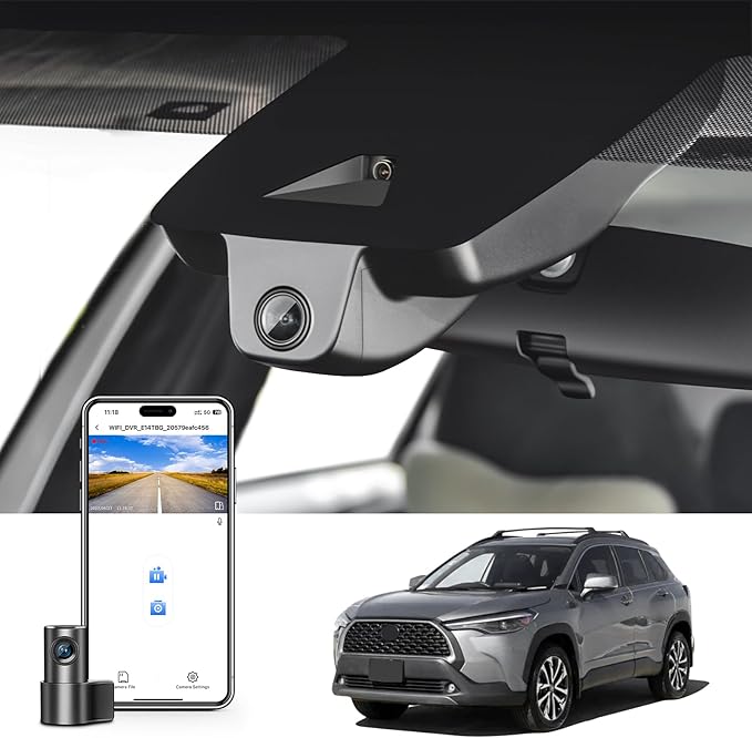 mangoal Front 4K & Rear 1080P Dash Cam Custom fit for Toyota Corolla Cross & Corolla Cross Hybrid 2022 (Model B), LE L XLE, Integrated OEM Look, 2160P UHD Video, Built-in WiFi & APP, GPS, 128GB Card
