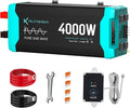 4000W Pure Sine Wave Inverter Peak 8000w 12V DC to 120V AC for RV, Truck, Off-Grid, Home, Solar Car Power Inverter with Dual AC Hardwire Port, 20A Socket, 5V 2.1A USB