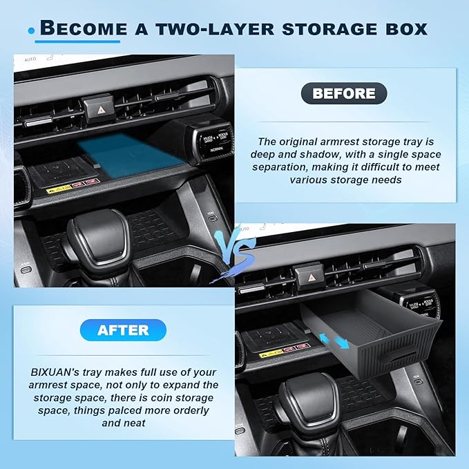 (4PCS) 2026 R AV4 Center Console Organizer for 2026 Toyota R AV4 (6th Gen) Wireless Charging Pad Mat & Wireless Charger Drawer & Armrest Box & Center Console Cup Holder 2026 R AV4 Interior Accessories