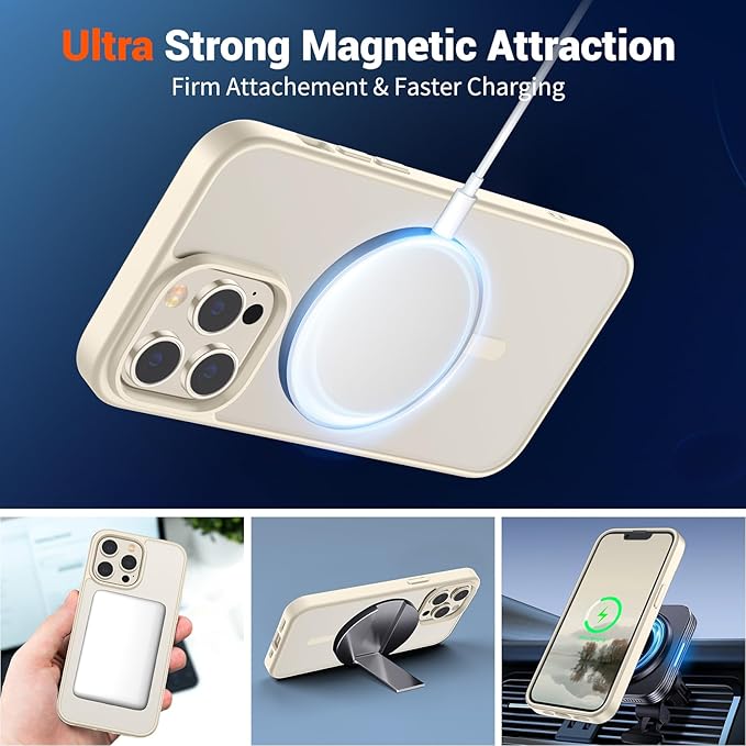 SUPFINE Magnetic for iPhone 12 Pro Max Case (Compatible with MagSafe) (Military Grade Drop Protection) Slim Translucent Matte Shockproof with Anti-Fingerprint Phone Case,Antique White