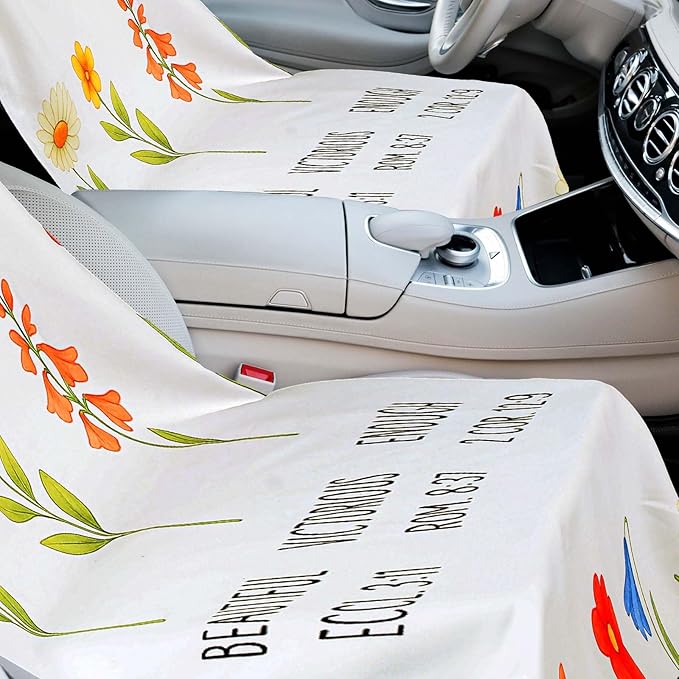 2 Pack Car Seat Towel Covers with Storage Bag 63 x 32 Inch Athletic Running Towel Seat Sweat Washable Non Slip Cover Gift for Car Outdoor Sport Activities (Christian Floral)