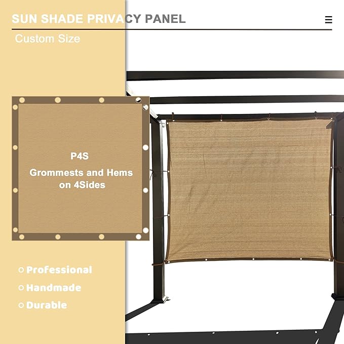 Sun Shade Privacy Panel with Grommets on 4 Sides for Patio, Awning, Window Cover, Pergola or Gazebo(Walnut, 10' x 5‘