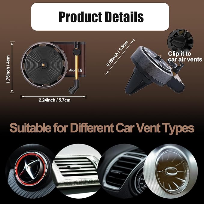 Car Air Freshener Record Player Car Vent Clip Air Diffuser with 12pcs Refill Pads Aromatherapy Tablets for Fans Gift, Music Lovers Gifts
