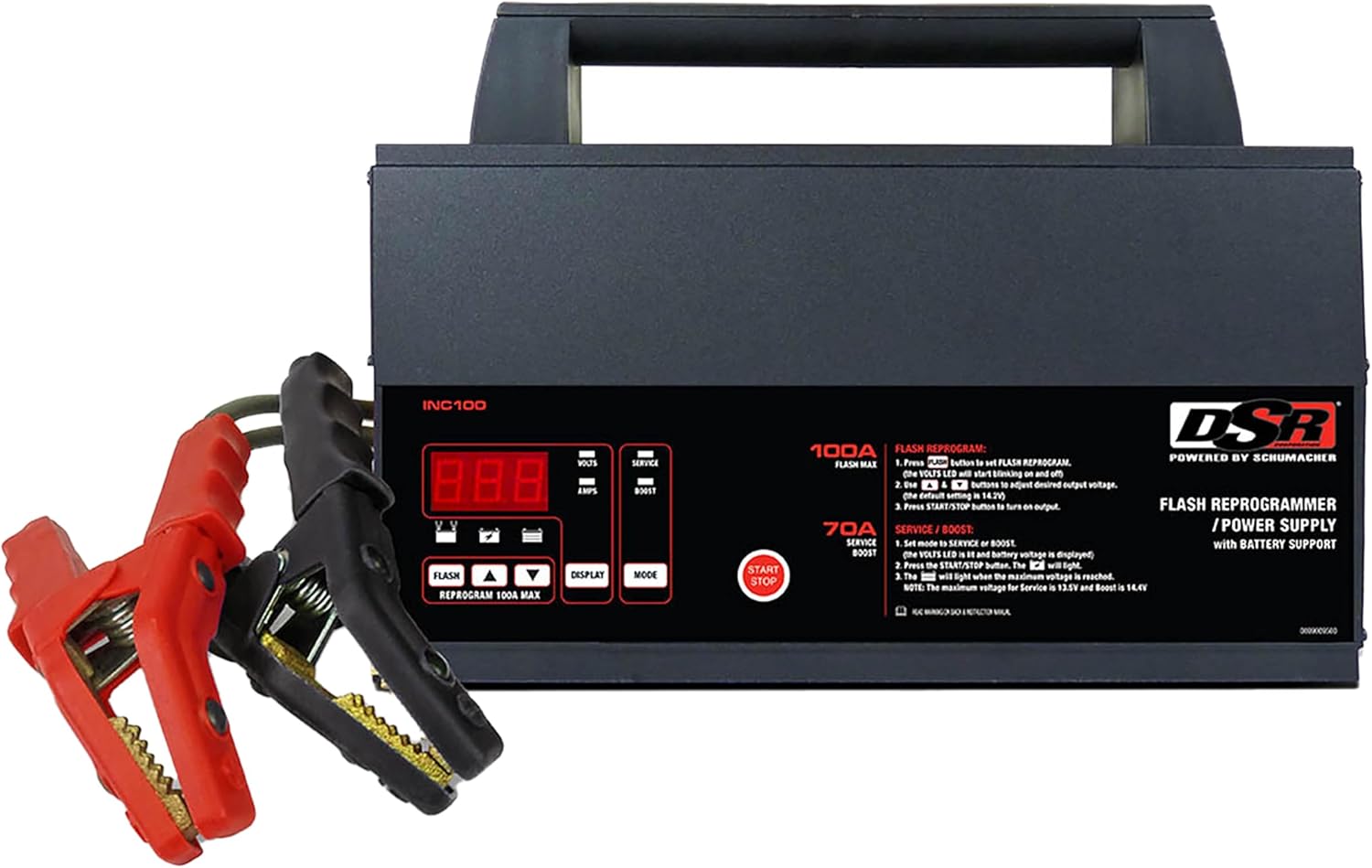 Schumacher Electric 100A Car Battery Charger and Power Supply, DSR Professional Grade, Service Mode, Flash Reprogram, Boost Charge, INC100, for 12V Automotive and Marine Batteries