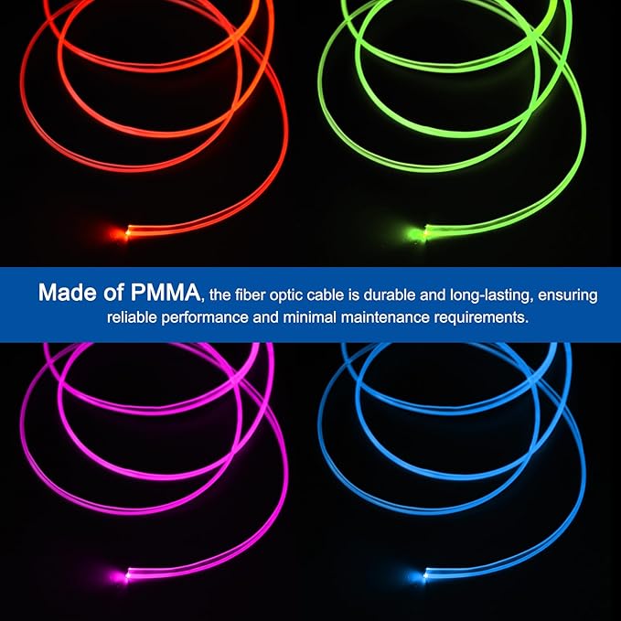 MECCANIXITY Fiber Optic Cable Car Side Glow LED Illumination Crystal Cables Car Atmosphere Neon Cold Lights 5 Meters 3mmx6mm