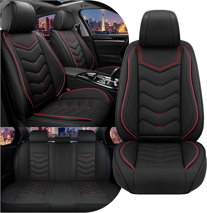 CTDS Car Seat Covers for Hyundai Kona 2018-2026, Stylish Sport Seat Cover, Premium Nappa Leather Car Seat Cover. Automobile Seat Covers Sets.(Standard 5 Seats/Black)