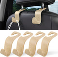 LivTee Car Purse Hook, Headrest Hook for Car, 4 Pack Universal Auto Car Seat Headrest Hook Hangers Organizer for Purse Coat Umbrellas Grocery Bags Handbag, Car Accessories - Carbon Fiber Beige
