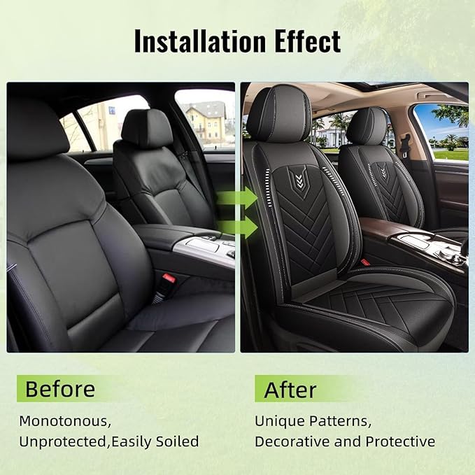 AOMSAZTO Car Seat Covers Fit for Jeep Renegade 2015-2024 2025 Premium Front Seat Covers Waterproof Leather Automotive Seat Covers Compatible with Airbag (2 Seats,Grey)