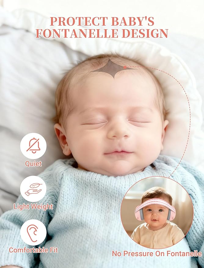 Baby Headphones for Noise, 2-in-1 Baby Ear Muffs Noise Protection for Ages 0-48 Months