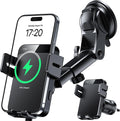 MOKPR Wireless Car Charger, 15W Auto Clamping Car Charger Dash Windshield Air Vent Phone Holder Compatible with iPhone 16 15 14/13/13 Pro/12 pro/12/11/X/8, Samsung S24/S23/S22