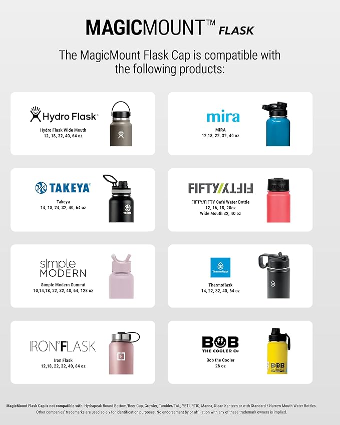Scosche MFMS32 MagicMount Flask 32 oz Stainless Steel Water Bottle with MagSafe Phone Mount Stand, 12H Hot & 24H Cold, Insulated Flask with Magnetic Phone Holder for Gym, Travel, Sports, 32oz, Blue