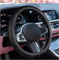 SuperKaKa Car Steering Wheel Cover 2025, Universal Auto PU Cute Breathable Slip-Proof Comfort Imitation Leather Protector Cars Interior Accessories for Women Men Fit Most Vehicle (Black)