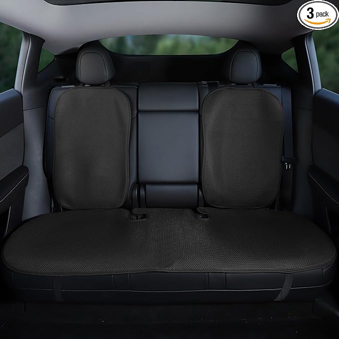 Rear Car Seat Covers Custom Fit for Tesla Model Y 2025 2020-2024 Breathable Interior Seat Cushion Protector All Season Protection (Without Logo)