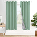 XWZO 100% Blackout Curtains 2 Panels with Tiebacks- Heat and Full Light Blocking Window Treatment with Black Liner for Bedroom/Nursery, Grommet Top, Light Sage, W52 x L63 Inches Long, Set of 2