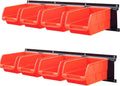 Wallmaster 8-Bin Storage Bins Garage Rack System 2-Tier Orange Tool Organizers Cube Baskets Wall Mount Organizations (Orange)