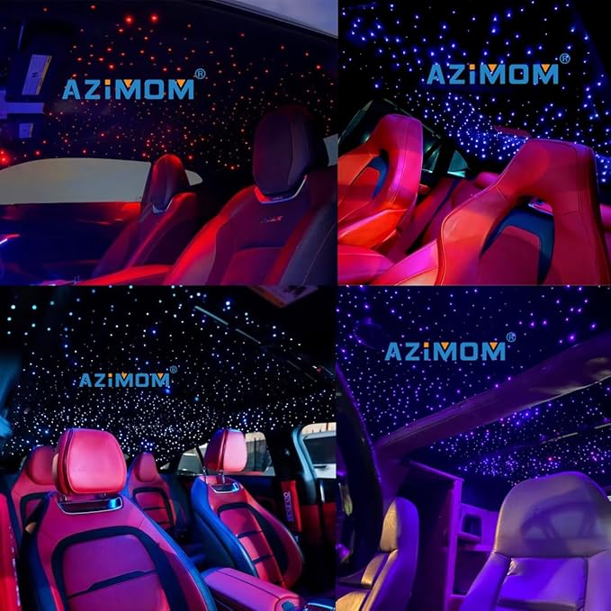 AZIMOM Car Use Bluetooth 16W Upgraded Fiber Optic Light Star Ceiling Lighting Kits Mixed 335pcs 13.1ft Optical Fibers Sound Activated APP Remote Control Livingroom Headliner Starlight Decoration