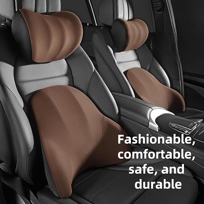 Car Headrest Lumbar Support Cushion for Toyota Corolla Cross 2022 2023 2024, Ergonomic Car Seat Headrest Cushion for Neck Back Pain Relief Memory Foam Breathable Removable Cover for Office Chair Car