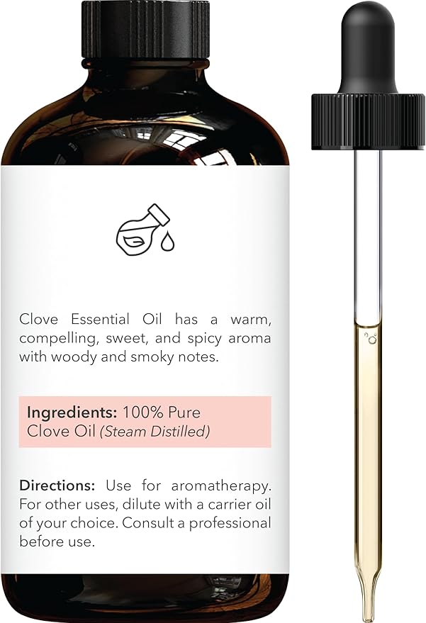 Brooklyn Botany Clove Essential Oil - Huge 4 Fl Oz - 100% Pure and Natural - Premium Grade with Dropper - for Aromatherapy and Diffuser
