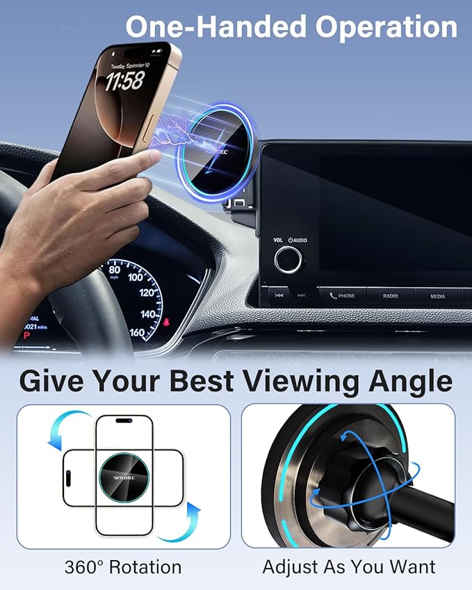 Phone Mount for 2022-2025 Chevrolet Chevy Silverado1500/GMC Sierra 1500 2500HD 3500HD Accessories 13.4-Inch Screen, Magnetic Car Phone Holder for MagSafe, Magnets Fast Wireless Charger Cell Phone Base
