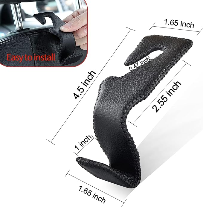 Car Hooks Universal Car Vehicle Back Seat Headrest Hanger Holder Hook Microfiber Leather & Stainless Steel for Bag Purse Cloth Drink Grocery (Black red)…